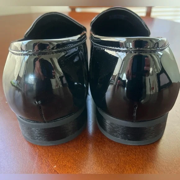 NIB Men’s Size 12 Calvin Klein Sleek Black Slip-On Loafers with Patent Finish - Picture 9 of 11
